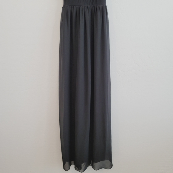 💕 Forever 21 Black Maxi Dress with Faux Leader M - Picture 12 of 15